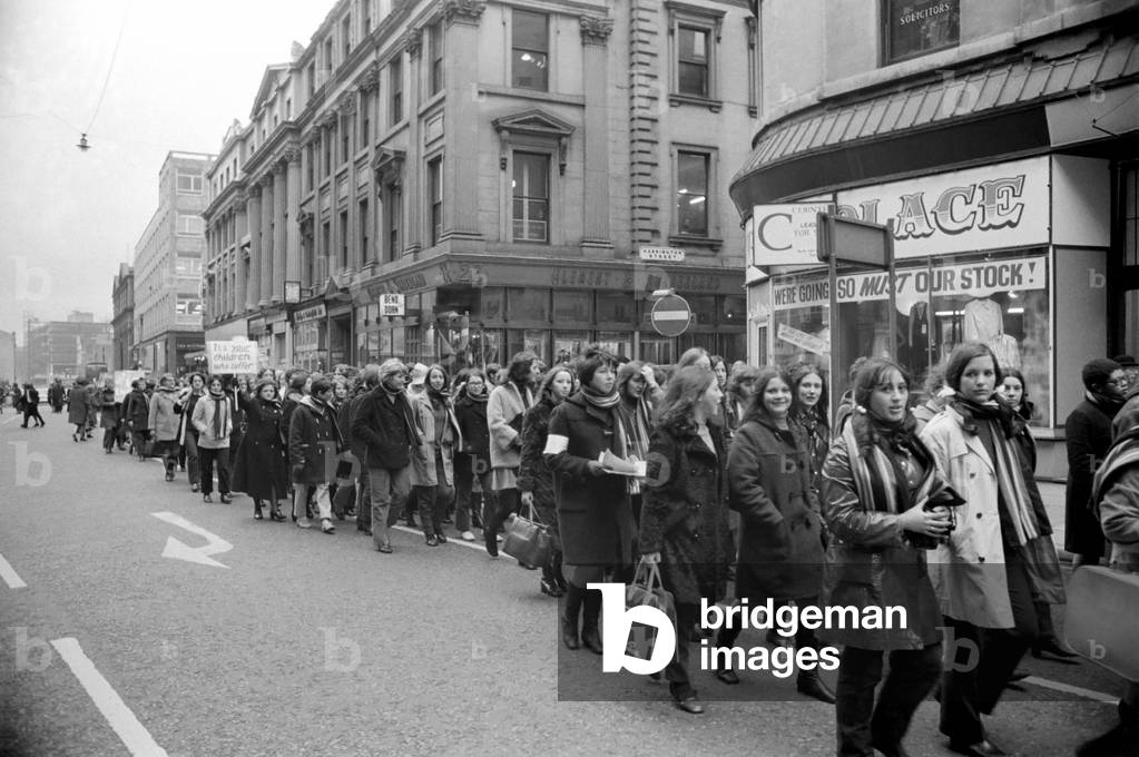 Demonstrations: Student teachers march through Liverpool centre in support of the teacher's strike and pay claim. December 1969