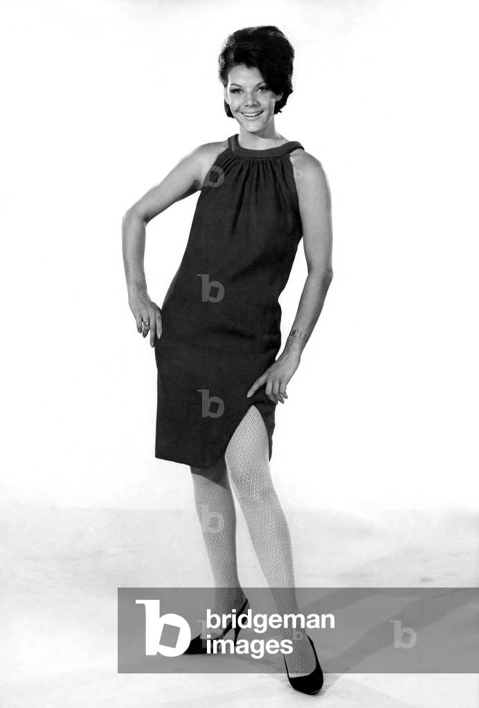 Reveille Fashions 1966: Joan Lofthouse wearing dress, September 1966
