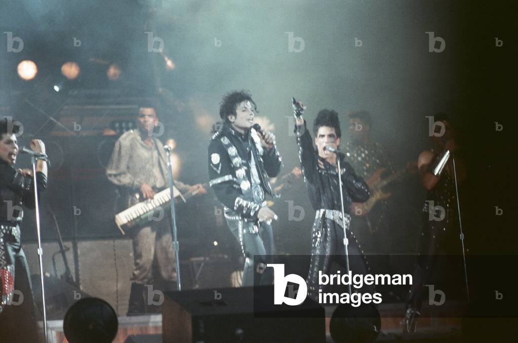 Michael Jackson seen here after performing on stage at Wembley during the Bad concert tour 14th July 1988 (photo)