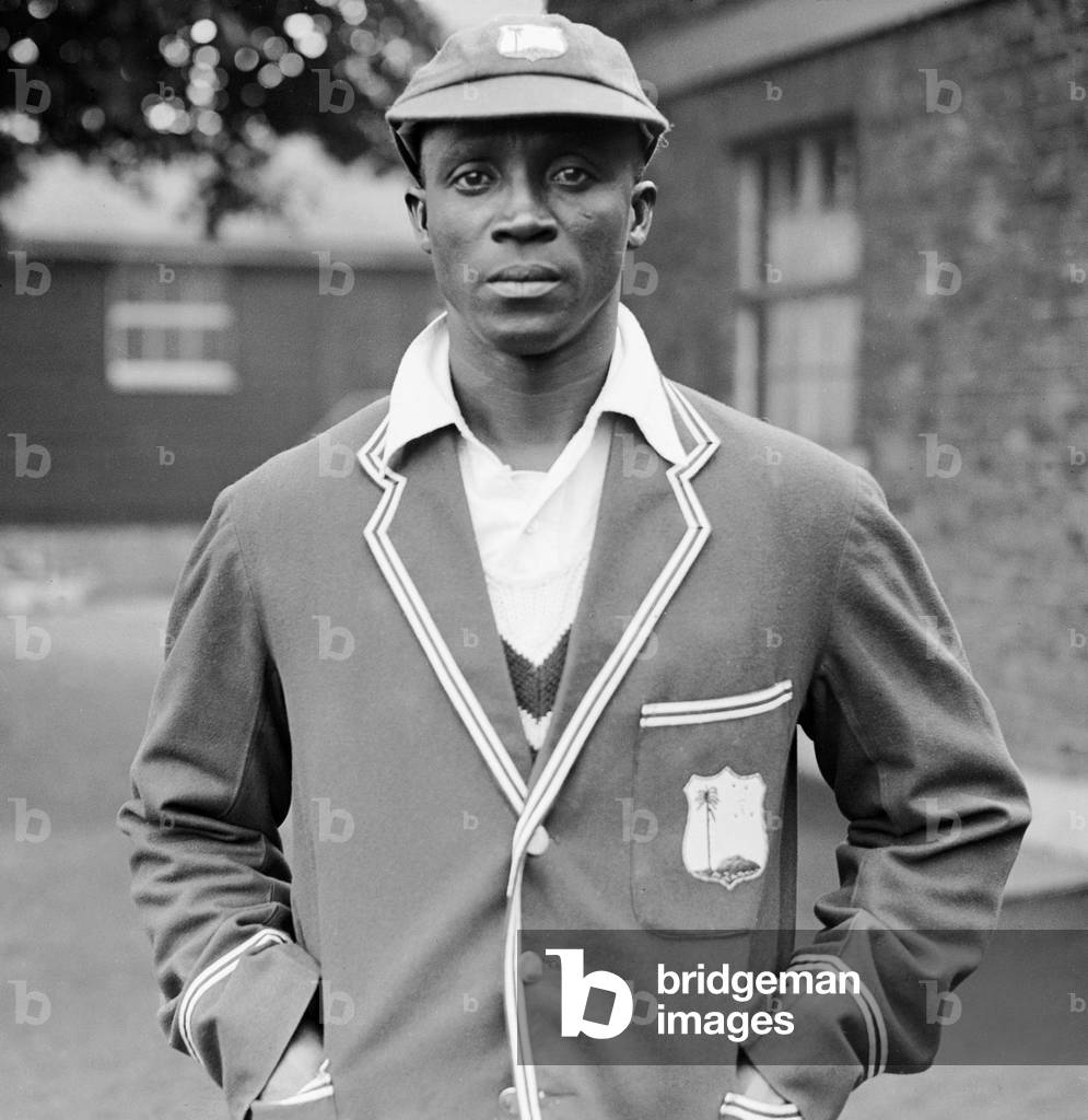 West Indian cricket team in England in 1933 Herman Griffith. The first bowler in Test cricket to send Donald Bradman back to the pavilion with a duck, 4th May 1933 (b/w photo)