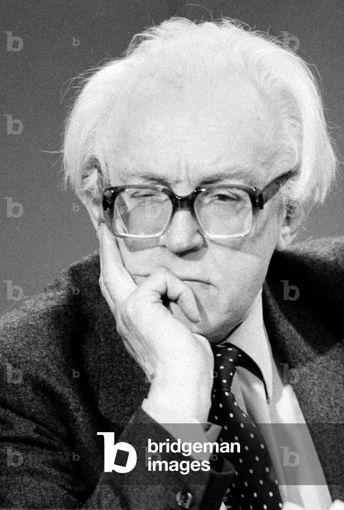Michael Foot at Labour Party election press conference May 1983