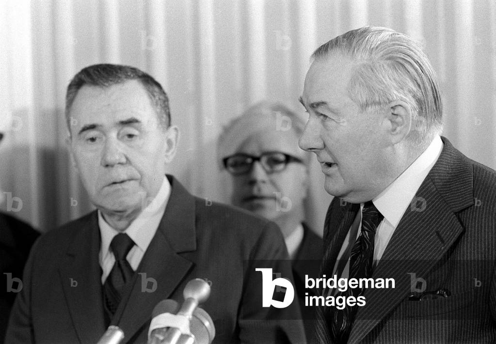 Prime Minister James Callaghan MP March 1976 
with Soviet Foreign Minister Andrei Gromyko at Heathrow Airport