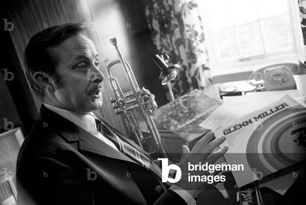 Band leader Syd Lawrence who is bringing back the Big Band of Glen Miller, pictured at his home. 
November 1969