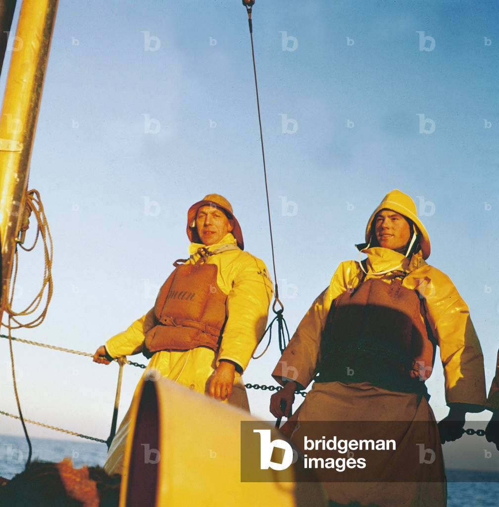 Gorleston Lifeboat Crew off the Norfolk Coast, July 1967 (b/w photo)