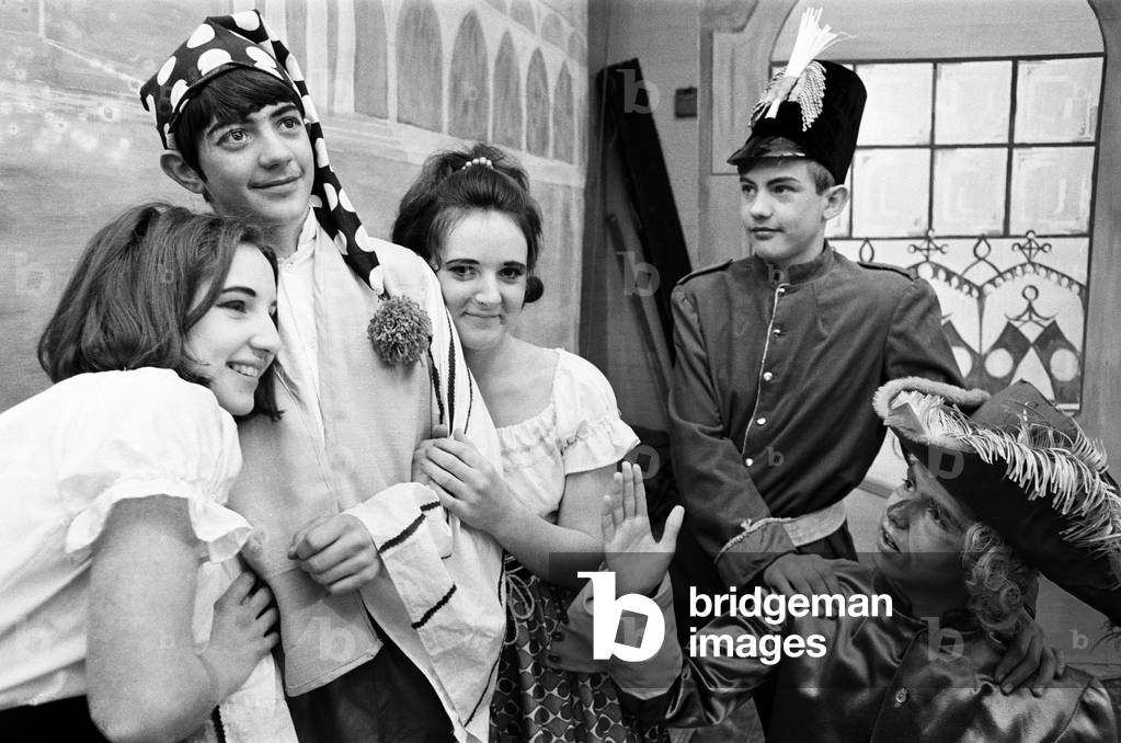 Dress rehearsal for school play 'The Gondoliers', to be performed by pupils of Pensnett County Secondary School next week, pictured 20th February 1968.