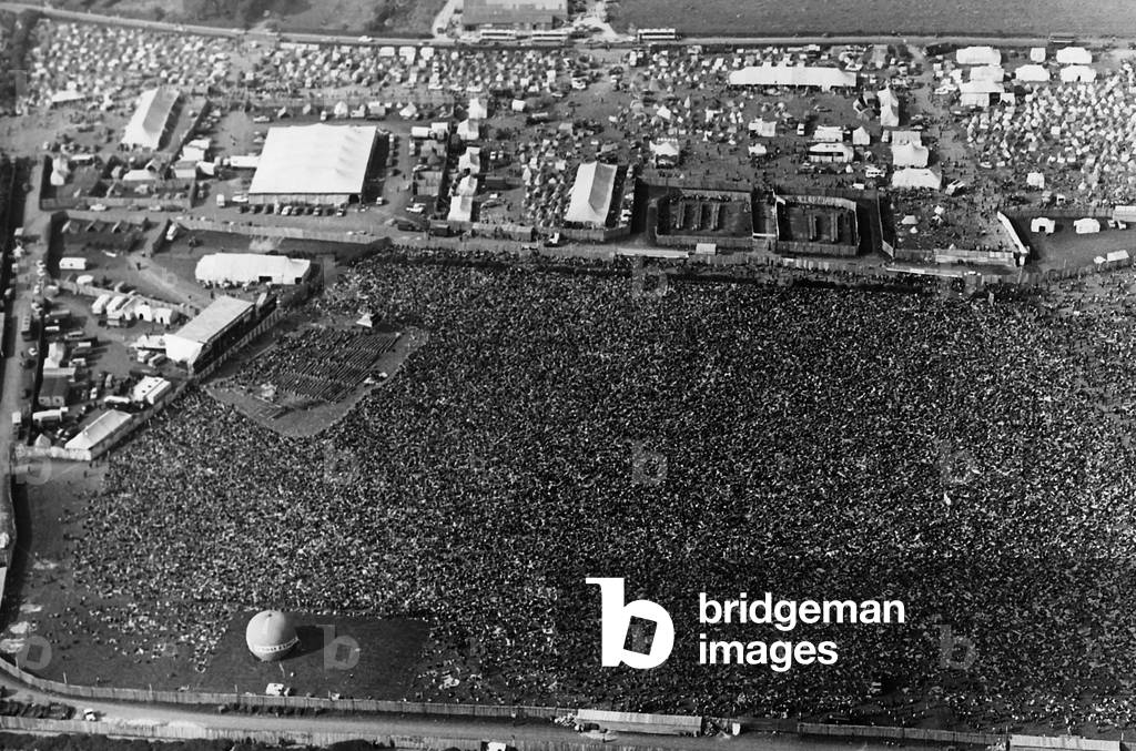 Crowd at Isle Of Wight Festival, 31st August 1970 (b/w photo)