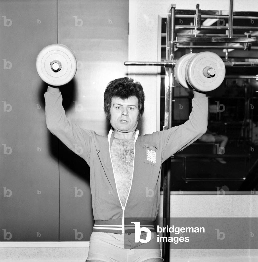 Pop star Gary Glitter, January 1975 (b/w photo)