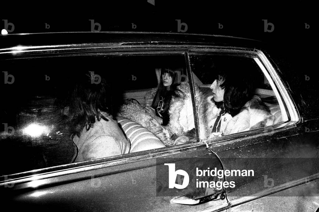 Rolling Stones: Bill Wyman & his girlfriend Astrid leaving Newcastle Central Station, 1971