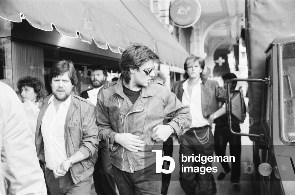 Duran Duran in Montreux, Switzerland, for the Montreux Golden Rose Pop Festival, 11th May 1984 (b/w photo)