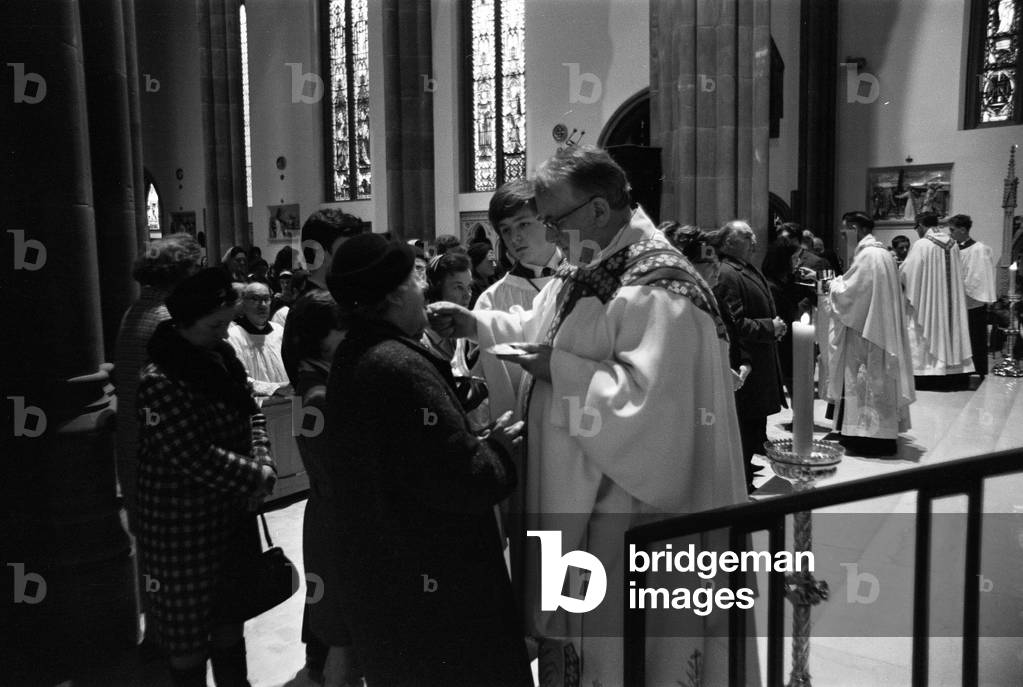 St Patrick's Day Service, Birmingham, 17th March 1970 (b/w photo)