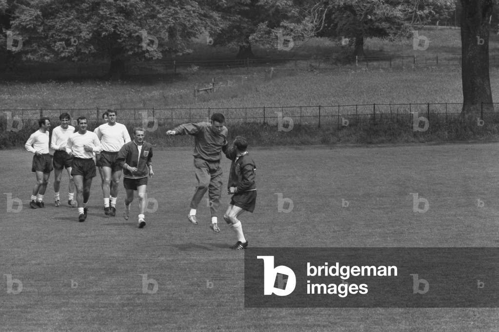 England's preparations for the World Cup finals in July are hotting up. Mr Alf Ramsey, the team manager has gathered 27 players together at Lilleshall, Shropshire, for 12 days of training. He will name 22 next Friday for the Continental tour, and these men, he says, 