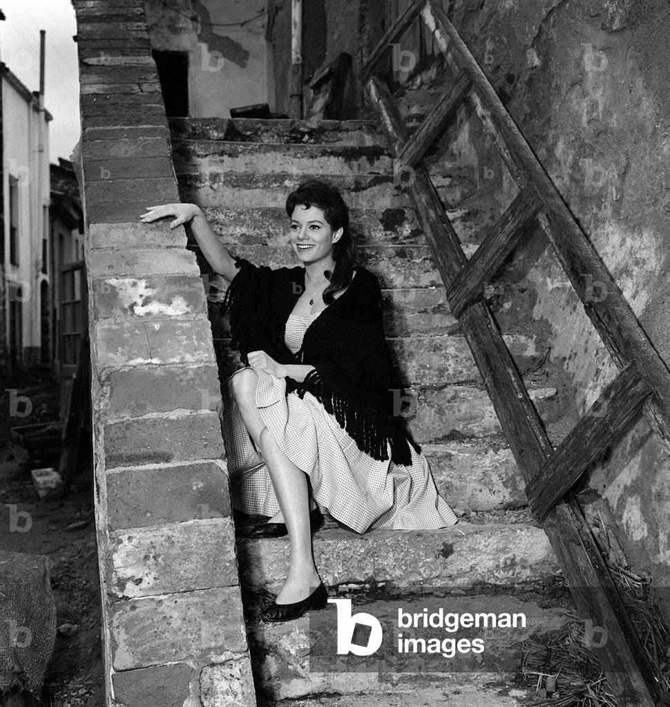 Italian actress Luciana Paluzzi on the set of 