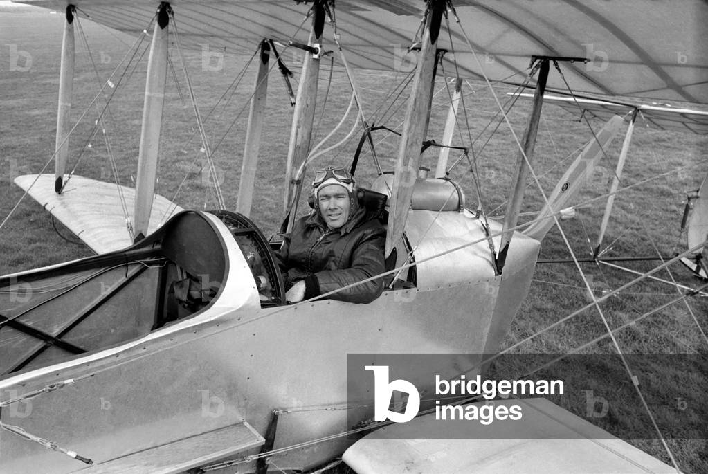 Test flying 1915 style with Neil Williamson, March 1975 (b/w photo)