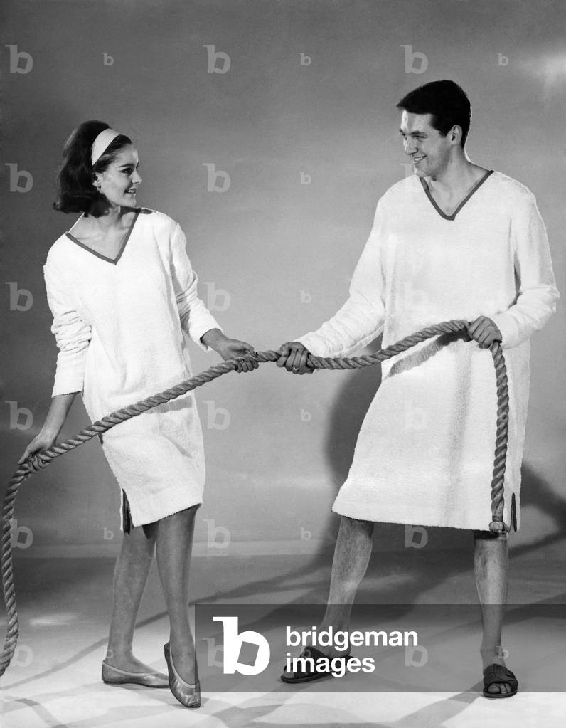 Reveille Fashions 1963: Christina Gregg and Michael Lester, April 1963 (b/w photo)