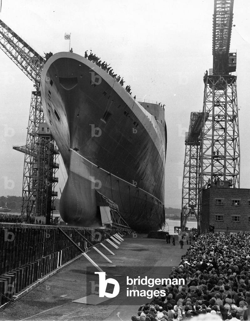 The Queen Elizabeth II - QE2 ship the launching ceremony at John Brown's yard, Clydebank