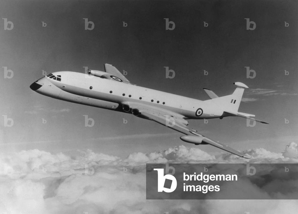 A RAF Hawker Siddeley Nimrod maritime patrol aircraft in flight. 
 
 Circa: October 1969