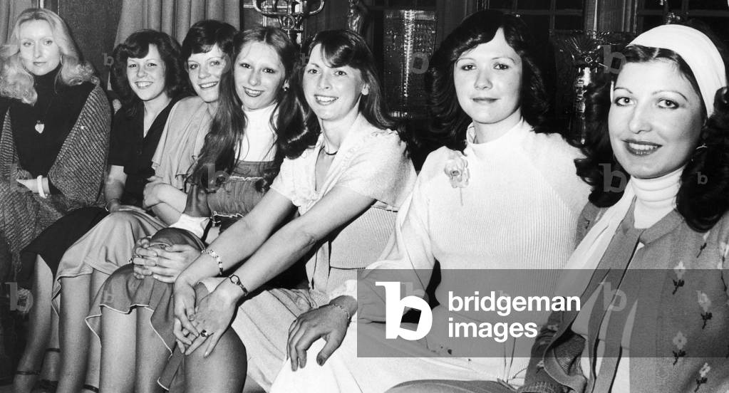 Seven sparkling smiles from the girls who won their way through to the finals of the Coventry Carnival Queen competition to be held at the Lord Mayors ball on April 15th 1978 March 16th 1978 (b/w photo)