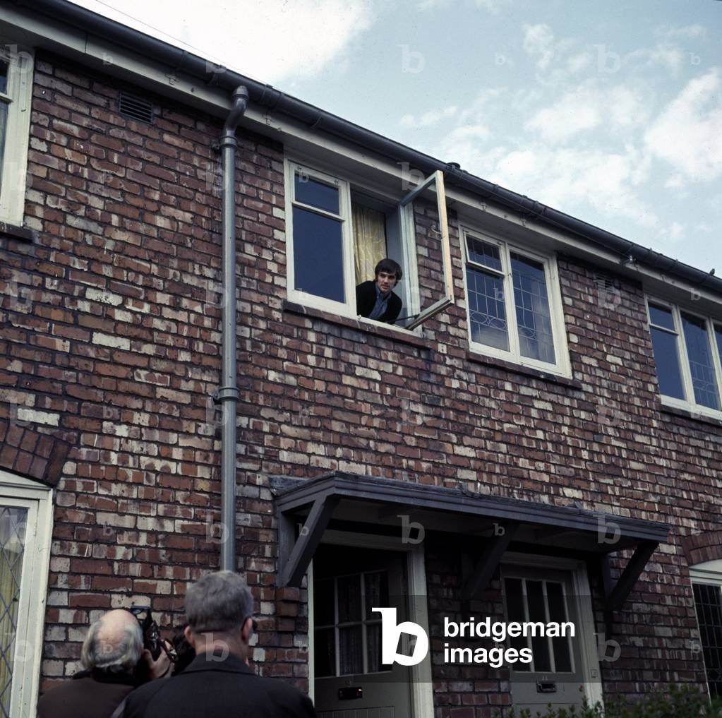 Manchester United footballer George Best at his digs in ManchesterMay 1968 (photo)