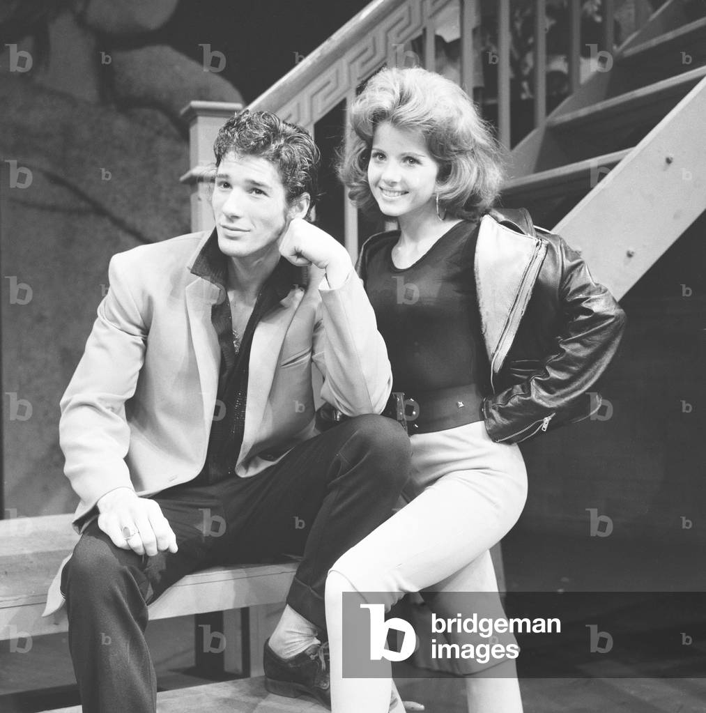 Richard Gere as Danny and Stacey Gregg as Sandi seen here in rehearsal for the musical 