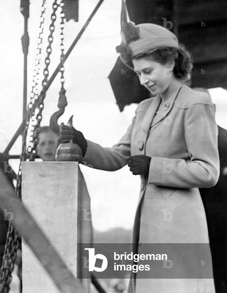 Queen Elizabeth II, Princess Elizabeth visits Durham, laying the foundation stone at the site of the new St Mary's College, 
23/10/1947