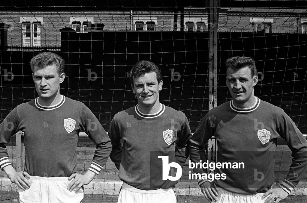 Leicester City team training at Filbert Street. John Sjoberg, Richie Norman and Ian King. 23rd April 1963 (photo)