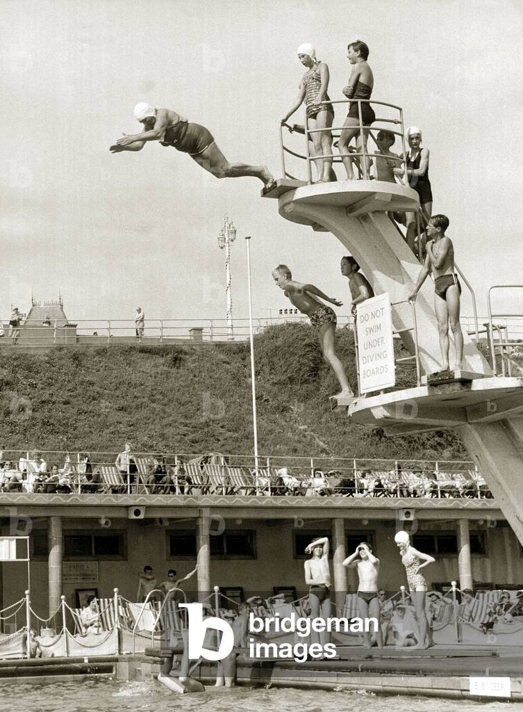Taking the Plunge, August 1960 (b/w photo)