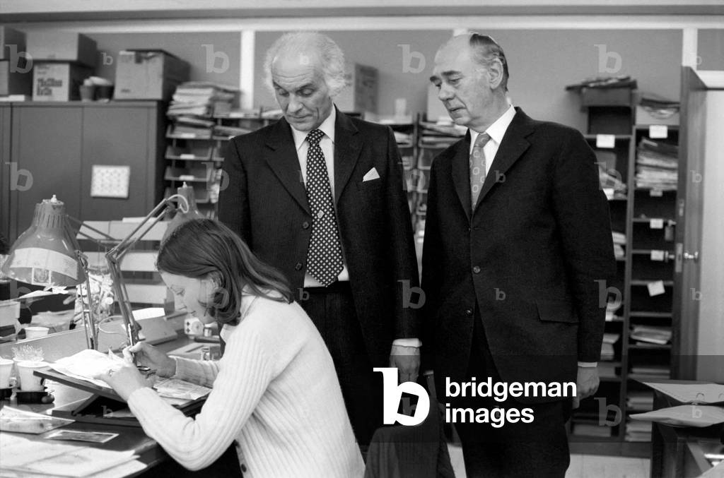 Finger prints at Scotland Yard, April 1975 (b/w photo)