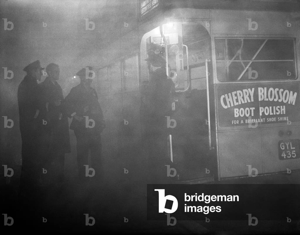 London Bus in the fog, 20th November 1949 (b/w photo)