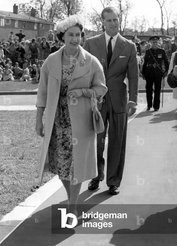 Queen Elizabeth II and Prince Philip during a visit to the city of Durham with Prince Phiilip at the RAFA headquaters in Newton Aycliffe, 27th May 1960
