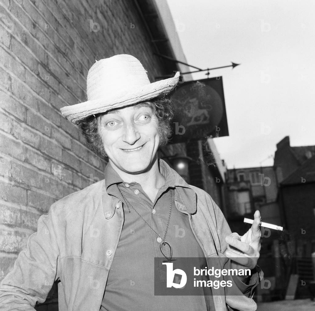 Zany comedian Marty Feldman seen here posing for the Daily Mirror at the Lime Grove studios just before his appearence on the Simon Dee Show. 3rd May 1969