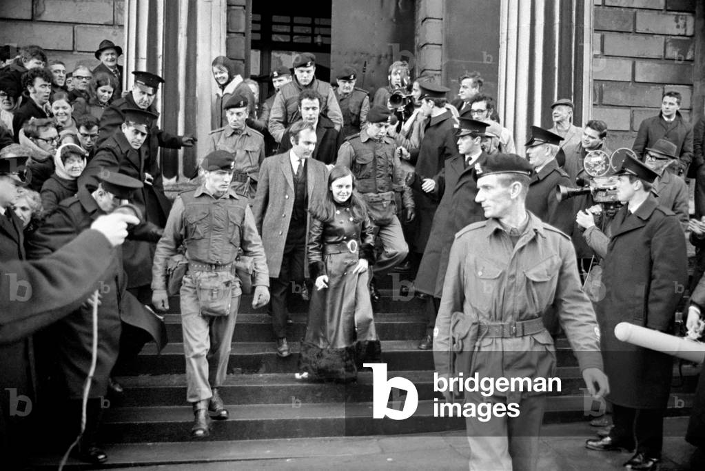 Bernadette Devlin leaving the court case in Londonderry, Northern Ireland
December 1969