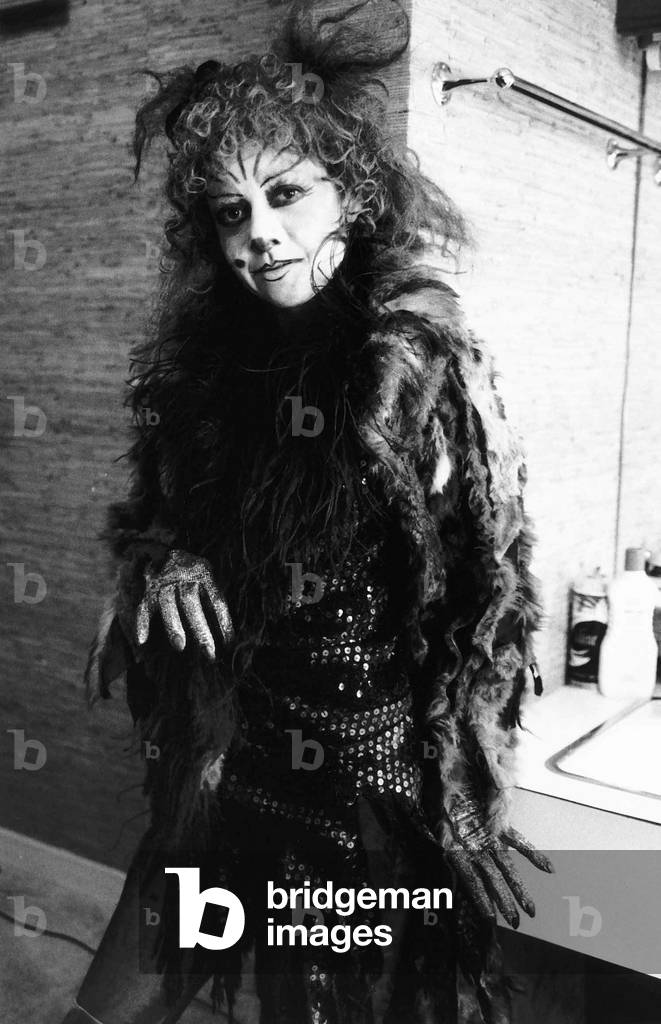 Elaine Paige Actress Singer in the costume she wears for the Musical Cats - in her dressing room. June 1981