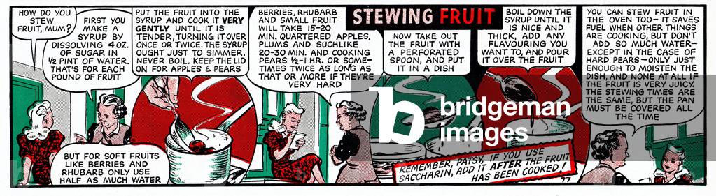 Stewing Fruit, Patsy's Cookery Strip, c. 1946