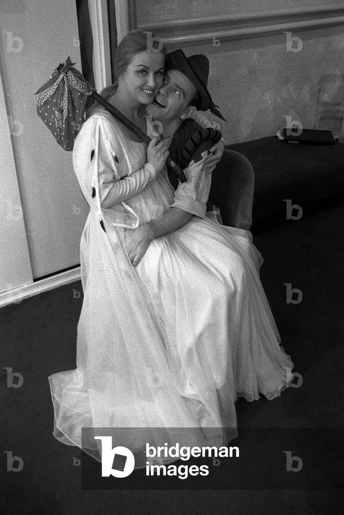 Norman Wisdom comedy actor in Dick Whittington December 1960
 with Yana sitting on his lap