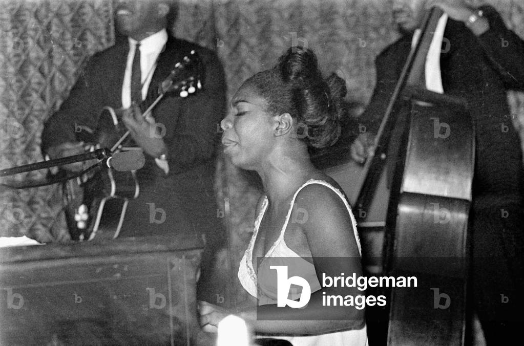 Nina Simone June 1965 Jazz singer Pictured preforming at Annies Club - on stage playing piano