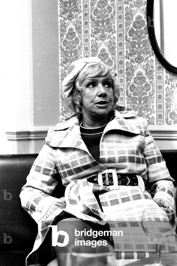 Singer Dorothy Squires pictured at the Newcastle City Hall, 3rd May 1972 (b/w photo)