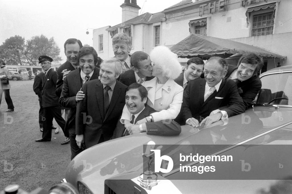 Film (French) actress Dany Robin married agent Michael Sullivan at 11.30 Sunday at Epsom Registry Office. Groom Mike Sullivan kisses the Bride French actress Dany Robin - on the right is wedding guest Dick Emery. November 1969