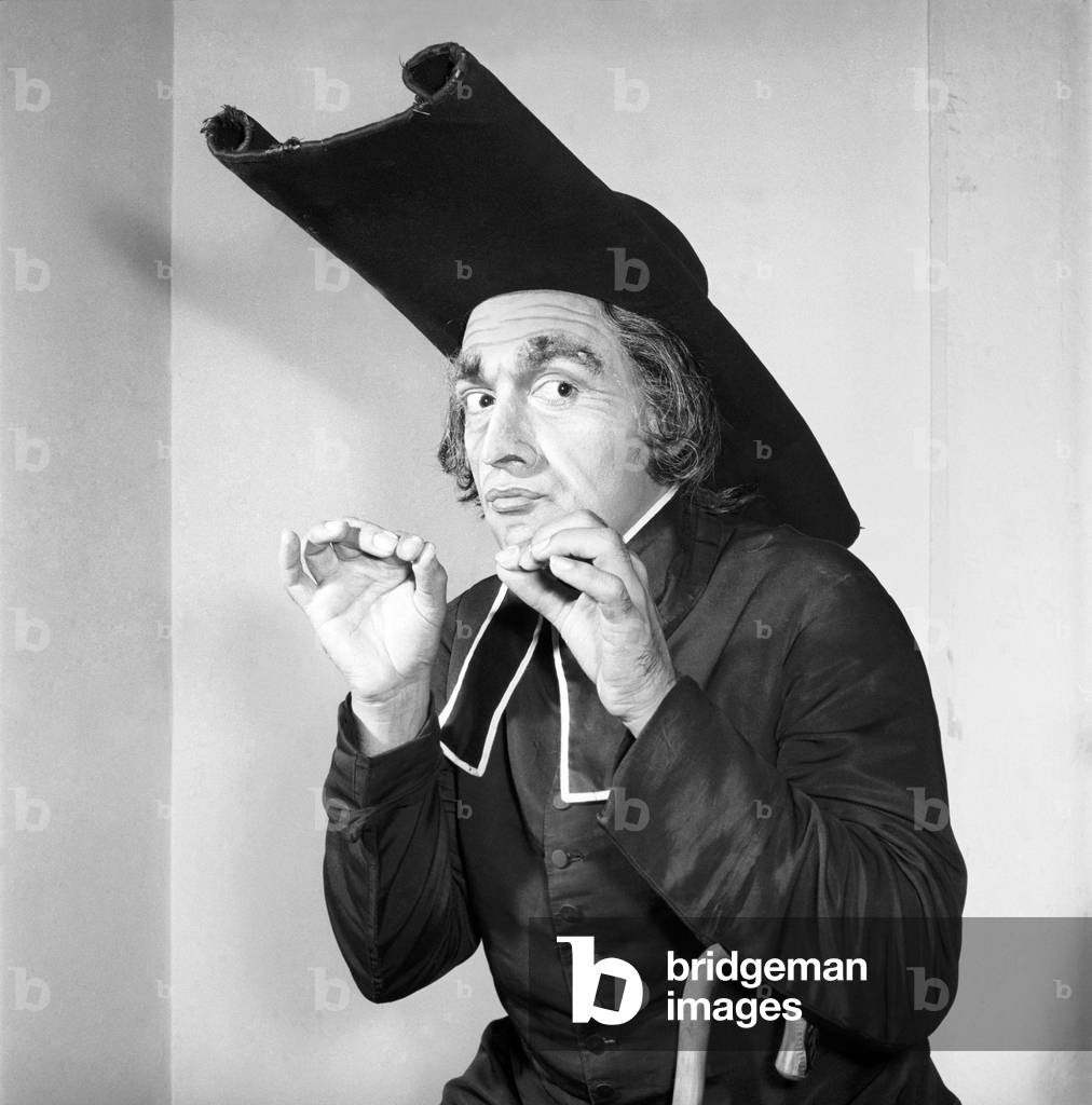 Actor dressed as an early 19th century pastor, 1954 (b/w photo)