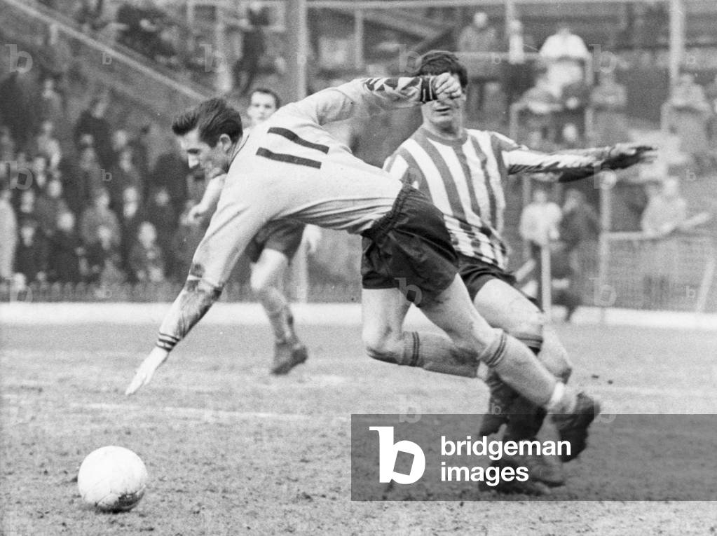 Hull City v Brentford Butler No 11 of Hull is fouled by Brentfords Curley. The final score was a four two victory to Hull. April 1966W3535 17a (photo)