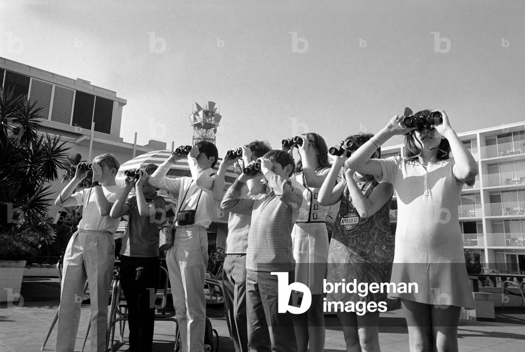 Children on holiday on the beach at Cape Canaveral, Florida, USA. 
November 1969