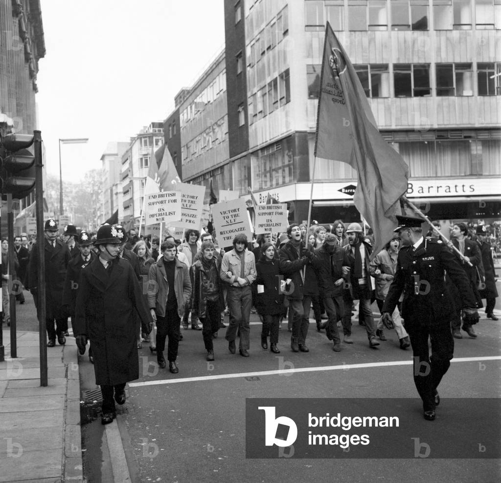 Vietnam war demonstration march from Speaker Corner in Hyde Park to Trafalger Square.
