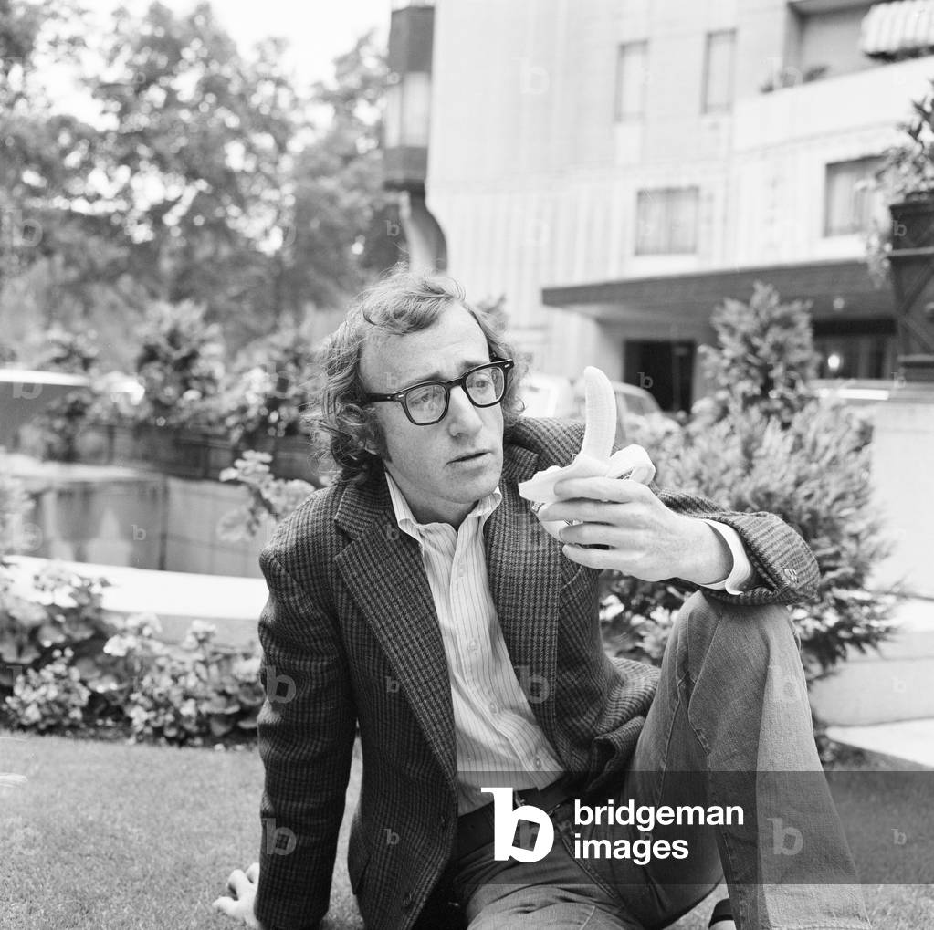 Woody Allen, comedian, actor and writer, in London, to promote his new film, Bananas, pictured outside the Dorchester Hotel, London, 21st July 1971.