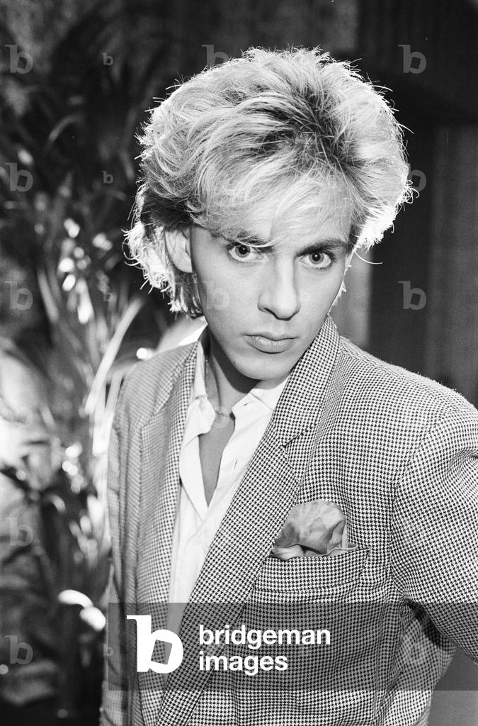 Nick Rhodes of music group Duran Duran, 20th July 1983 (b/w photo)