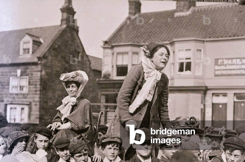 Suffragette Emmeline Pankhurst seated as Margaret Bondfield makes a Speech, c.1910 (b/w photo)