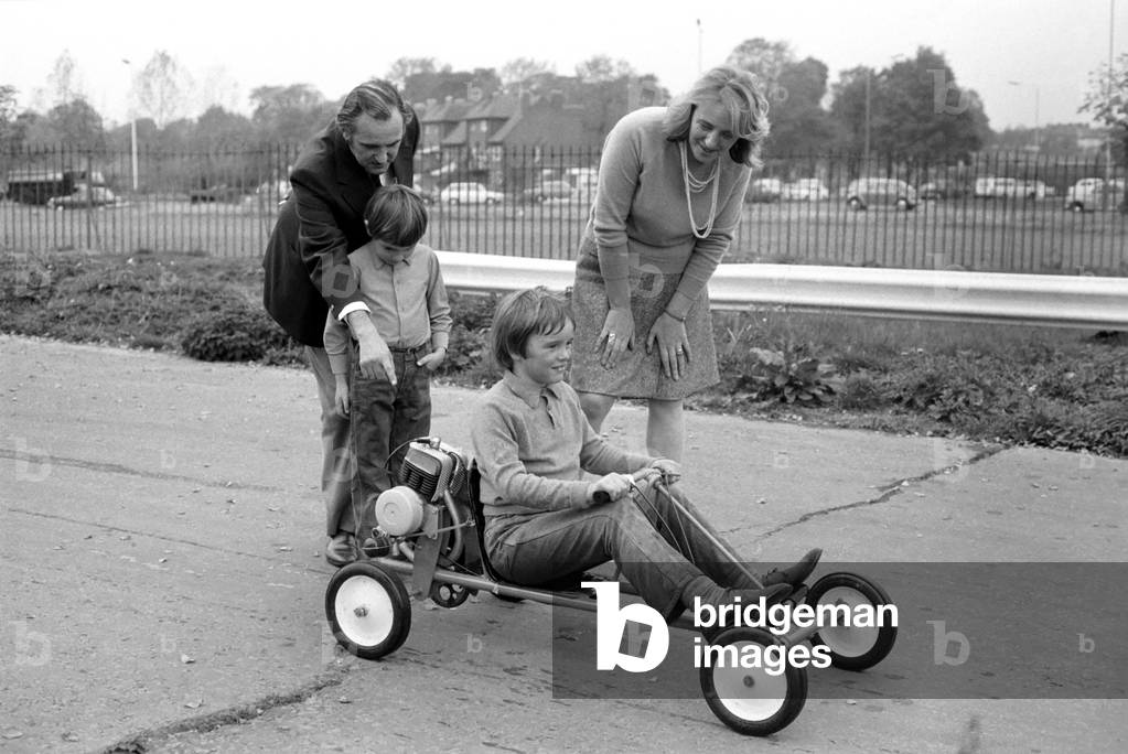 Children's Go-kart: Rober Spicer on the Go kart. October 1972