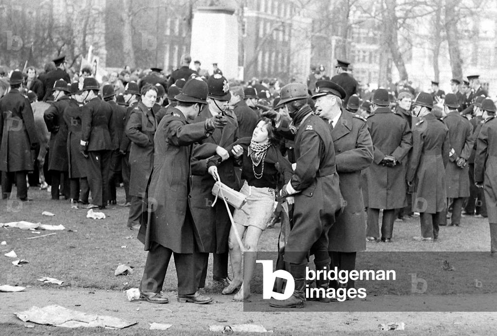 A demonstrator is led away during riots at the American Embassy in Grosvenor Square, over the on-going Vietnam Conflict.
March 1968