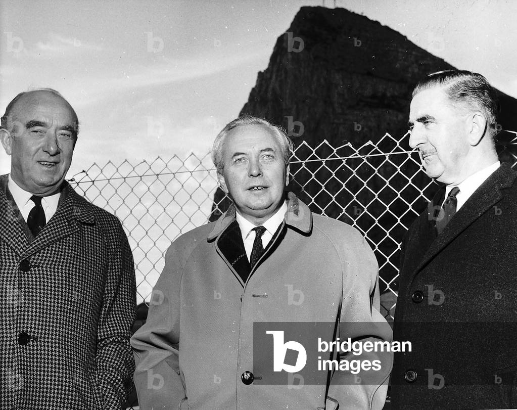 Harold Wilson wearing his Gannes waterproof seen here during a visit to Gibraltar circa 1969