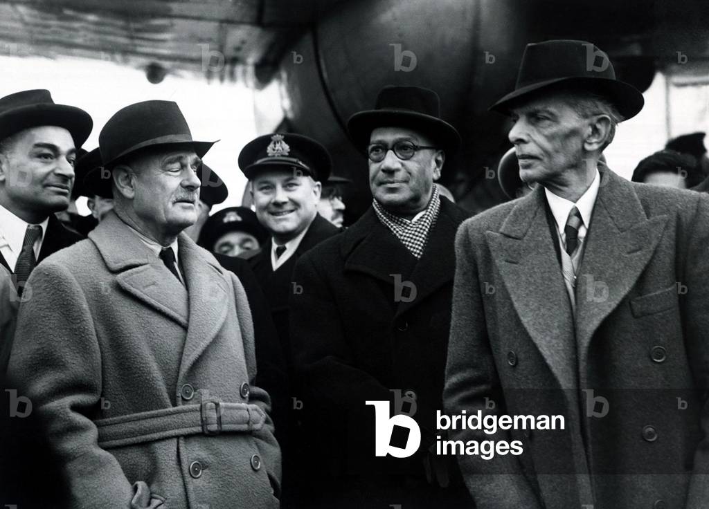 Mohammed Ali Jinnah President of the Muslim League and Lord Wavell, c. 1947 (b/w photo)