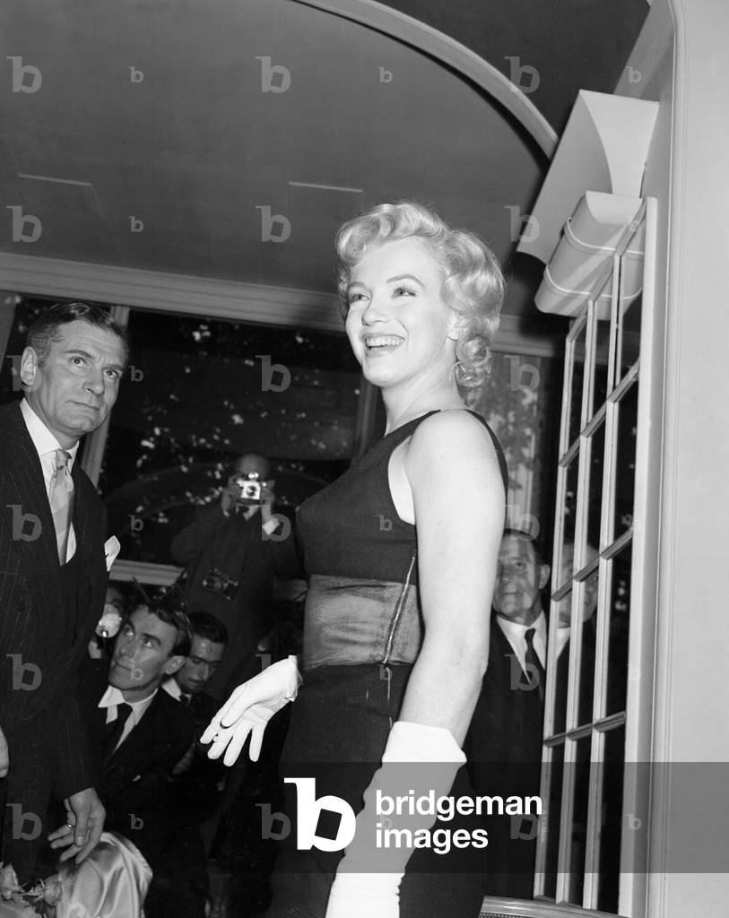 American film actress Marilyn Monroe at the Savoy Hotel during her visit to London to promote her latest film 