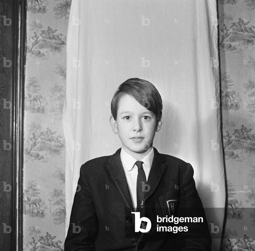 Billy Wood, injured survivor aged 10, with a broken leg and head injury. Stockport Air Disaster was the crash of a Canadair C-4 Argonaut aircraft owned by British Midland Airways, registration G-ALHG, near the centre of Stockport, Greater Manchester, England on Sunday 4 June 1967 (b/w photo)